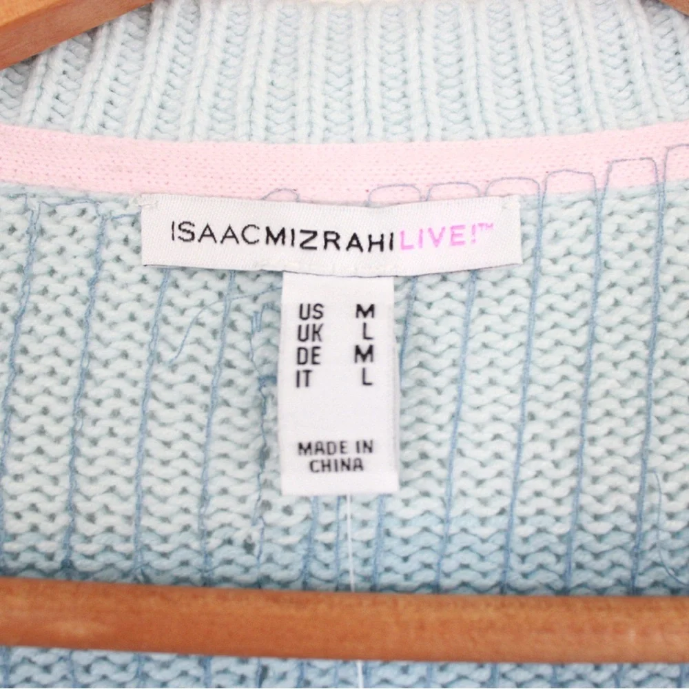 Isaac Mizrahi Live! Multistripe Blue Cardigan